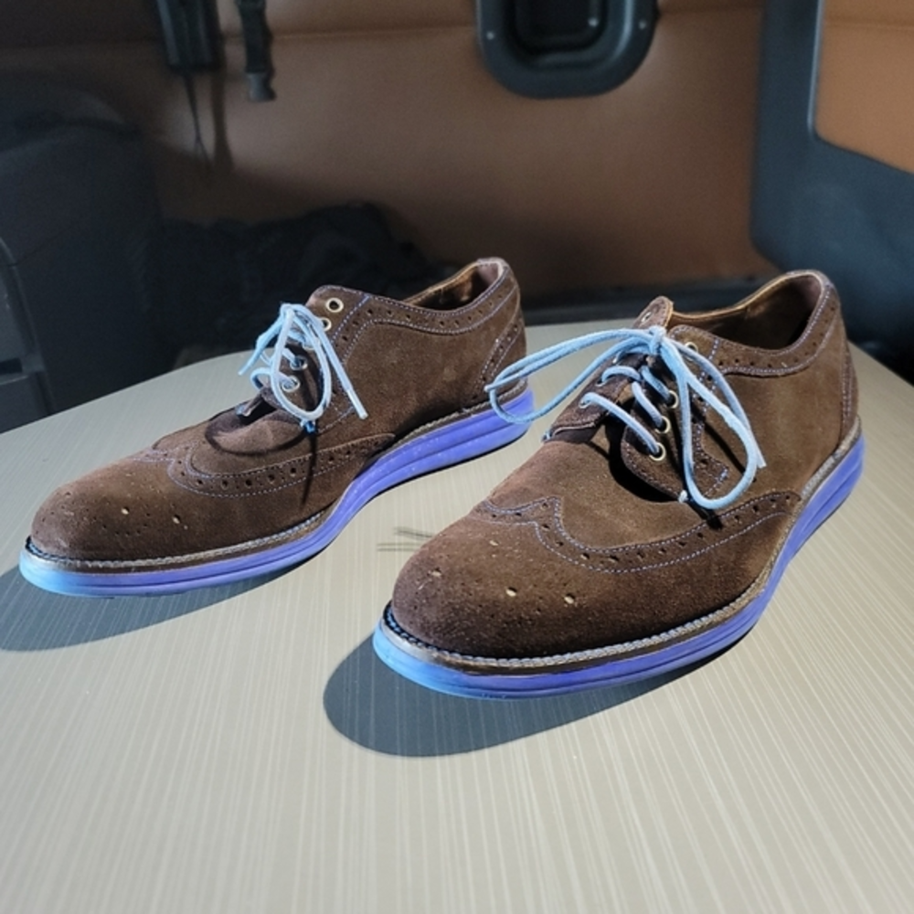 Donald J Pliner EVEB-WXWX Brown Suede & Blue Wingtip Derby Size 9.5